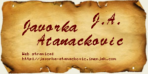 Javorka Atanacković vizit kartica